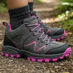 Zapatillas running mujer Caña Media Outdoor Gris Y Rosa - 3134