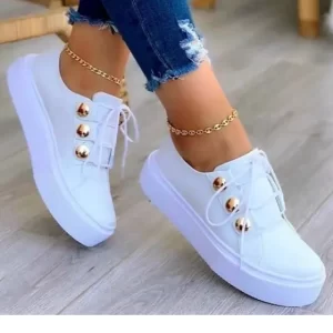 Zapatillas Blancas Hombre Deportivas Casuales Punta Redonda