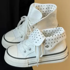 Zapatillas Blancas Hombre Zapatos De Lona Con Cuello Alto