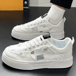 Zapatillas Blancas Hombre Zapatos Grandes De Tela Con Flores