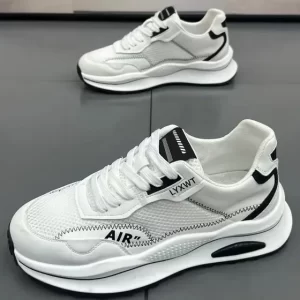 Zapatillas Blancas Hombre Casuales De Malla Transpirable