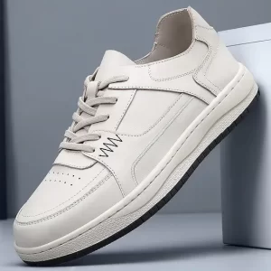 Zapatillas Blancas Hombre De Cuero Para Con Punta Redonda