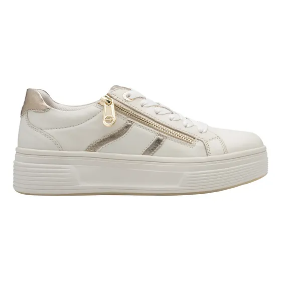Zapatilla plataforma mujer Tamaris 83716-44 Blanca Y Dorado