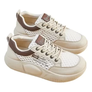 Zapatilla plataforma mujer Zapatillas Blancas Cuero Transpirables