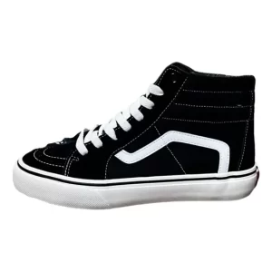 zapatillas mujer De Lona Con Caña Alta Color Negro Blanco