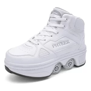 Zapatillas Blancas Hombre Con Ruedas Tipo Patín Unisex