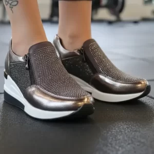 Zapatillas Blancas Mujer Nuevas Con Plataforma Blanca Y Cierre