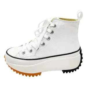 Zapatillas Blancas Hombre Altas De Lona Zapatos De Suela Gruesa