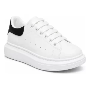Zapatillas Blancas Hombre Suela Gruesa Urbanas Eco Cuero