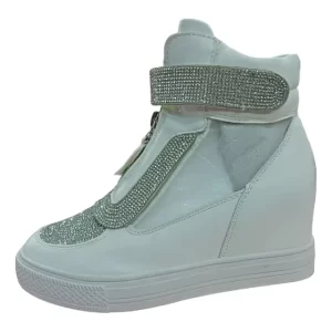 Zapatilla plataforma mujer Zapatillas Altas Plateadas Con Brillo