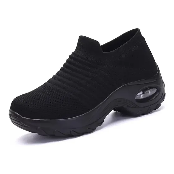 Zapatilla plataforma mujer Zapatillas Negras Elasticadas