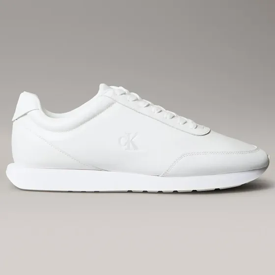 Zapatillas Blancas Hombre Retro Runner En Cuero Blanco Calvin
