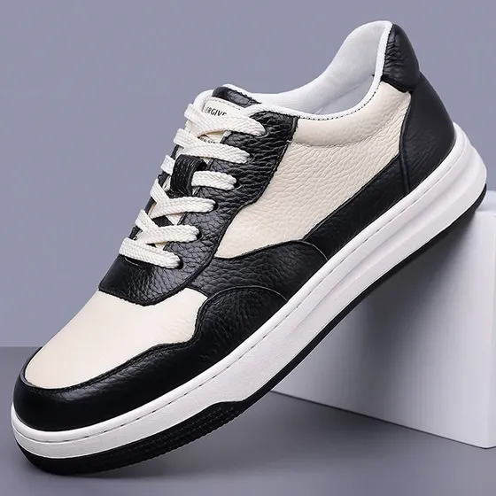 Zapatillas Blancas Hombre De Cuero Con Parte Superior Baja