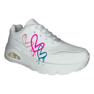Zapatillas Blancas Hombre Urbanas Con Corazones Artísticos