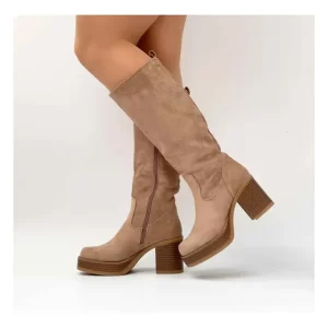 Zapatilla plataforma mujer Botas Café Claro Taco Y Gruesa 2681