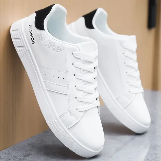 Zapatillas Blancas Hombre Casuales Para Hombre, En Blanco Y Negr