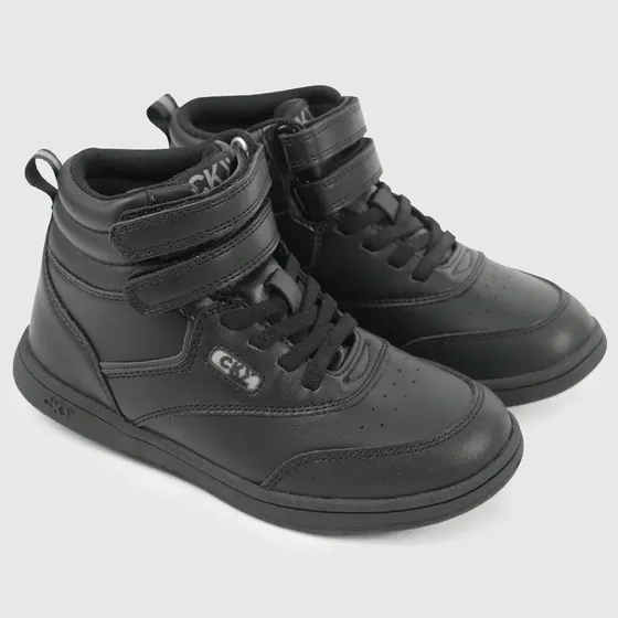 zapatillas Niña Zapatilla Escolar Negra Caña Alta Con Velcro 30