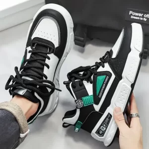 Zapatilla plataforma mujer Bota Alta Negro Blanco Verde Suela
